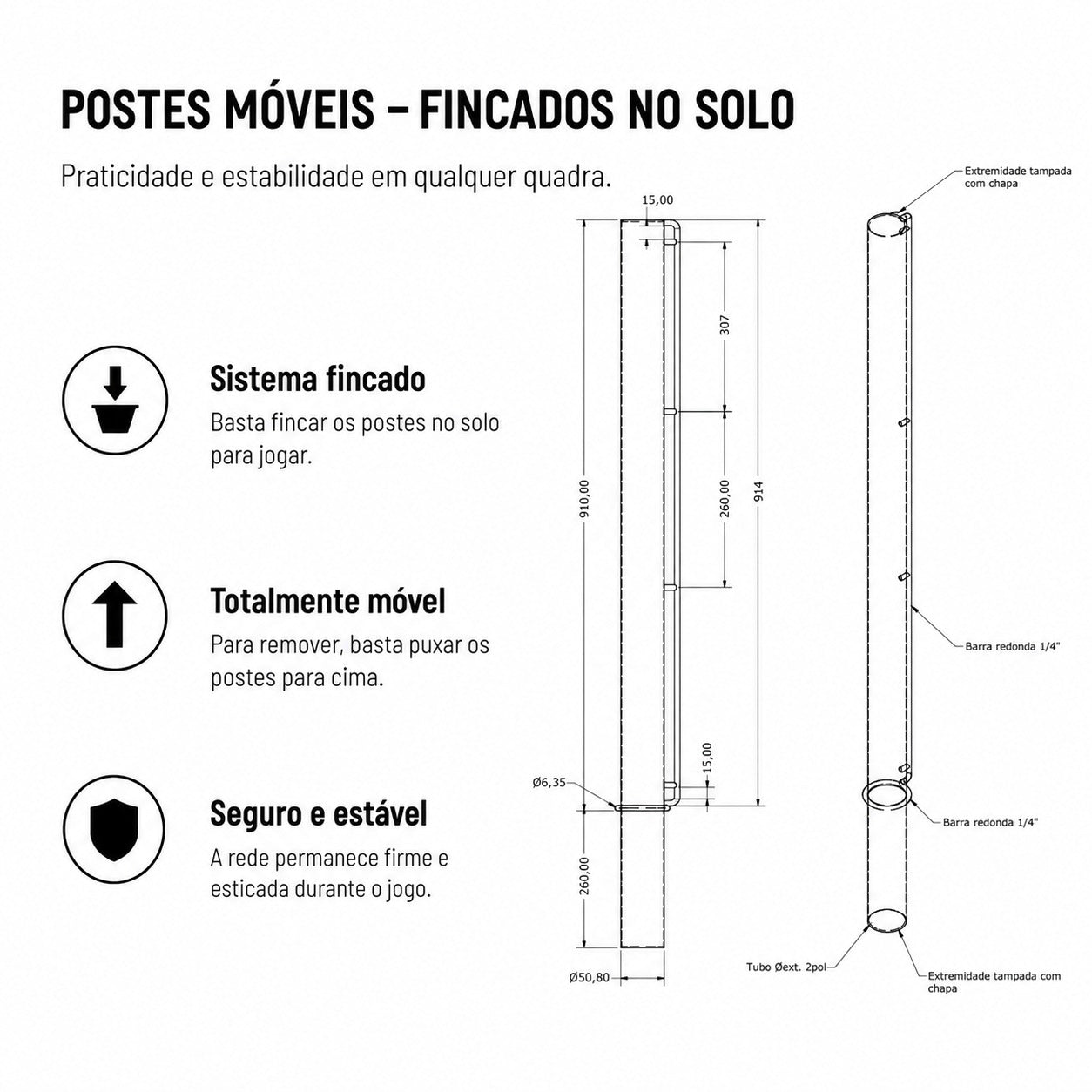 Kit Móvel Oficial de Rede para Pickleball